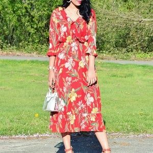Red floral dress